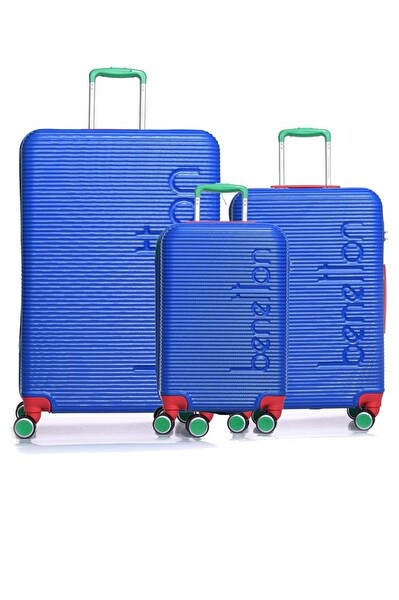 United Colors Of Benetton 14BNT500-Set Unisex Saks Mavi 3'lü Valiz Seti