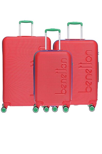 United Colors Of Benetton 14BNT500-SET Unisex Kırmızı 3'lü Valiz Seti