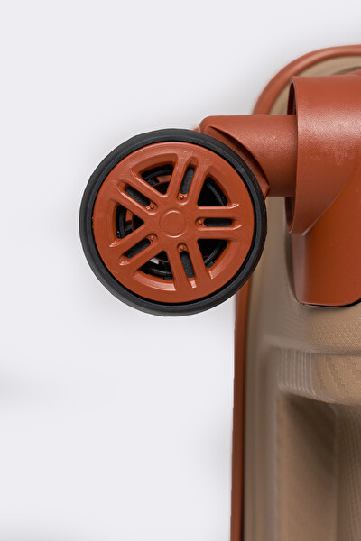 Elatae V303 Premium Polipropilen Kırılmaz Vizon-Camel Kabin Boy Valiz