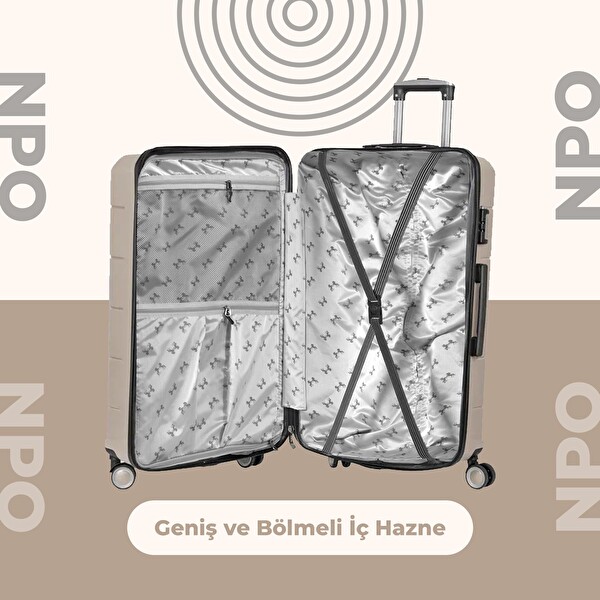 NPO Diamond Polipropilen Kırılmaz Kemik Küçük ve Orta Boy 2'li Valiz Seti