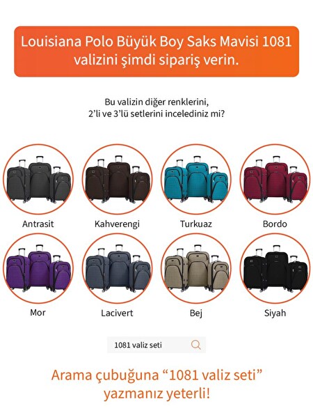 Louisiana Polo 1081 4 Teker Kumaş Saks Mavisi Büyük Boy Valiz