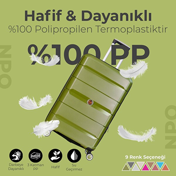 NPO Diamond PP Polipropilen Kırılmaz Büyük ve Orta Boy 2'li Valiz Seti Siyah