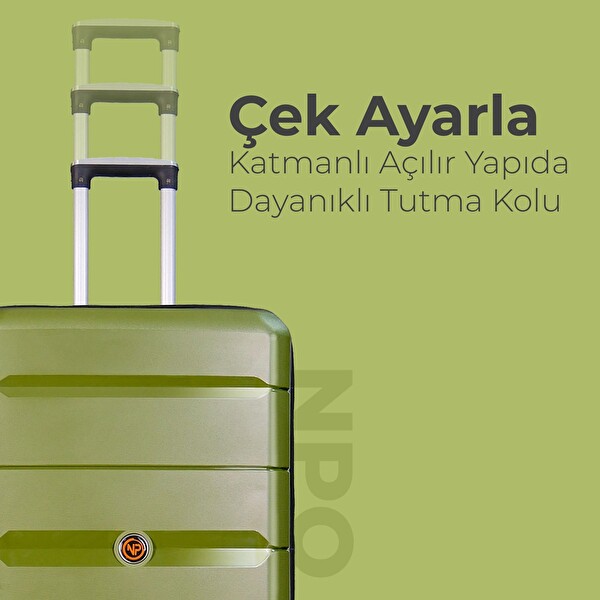 NPO Diamond PP Polipropilen Kırılmaz Büyük ve Küçük Boy 2'li Valiz Seti Siyah