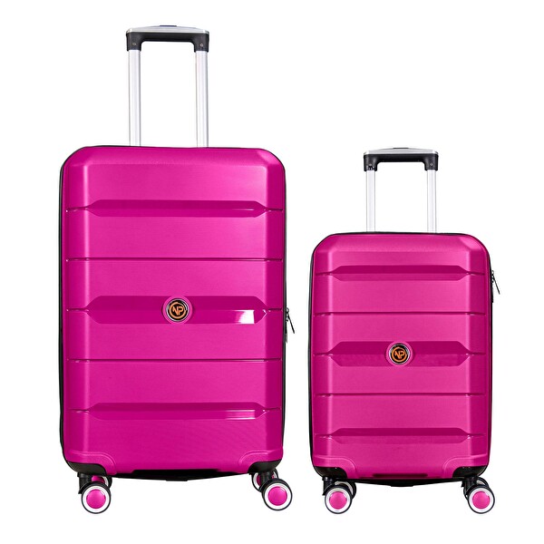 NPO Diamond PP Polipropilen Kırılmaz Küçük ve Orta Boy 2'li Valiz Seti Fuşya