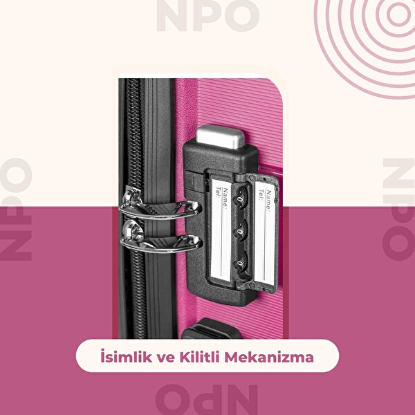 NPO Diamond PP Polipropilen Kırılmaz Küçük ve Orta Boy 2'li Valiz Seti Fuşya