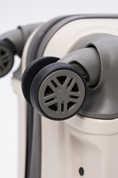 Elatae V305 Premium Polipropilen Kırılmaz Bej - Antrasit Orta Boy Valiz