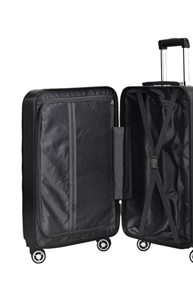 Louisiana Polo 1809 Polikarbon 4x2 Teker Siyah Orta Boy Valiz