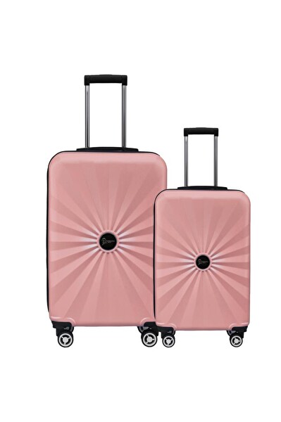 Louisiana Polo 1809 Polikarbon Orta Boy ve Kabin Boy Rose 2'li Valiz Seti