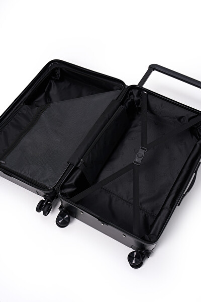 Elatae V10737 Vouge Exclusive Ultra Strong Orta Boy - Kabin Boy Siyah 2'li Valiz Seti