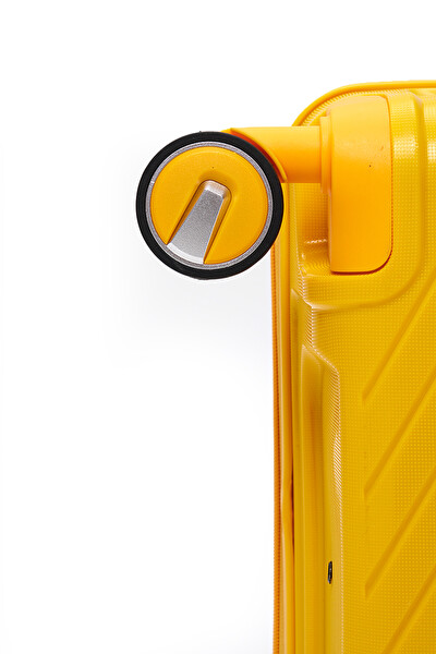 Elatae 5239 Exclusive Pro Polipropilen Kırılmaz Sarı Büyük Boy Valiz