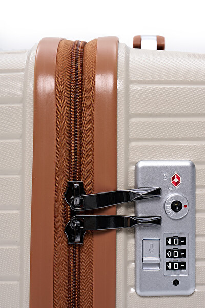 Elatae 5239 Exclusive Pro Polipropilen Kırılmaz Bej - Camel Büyük Boy Valiz