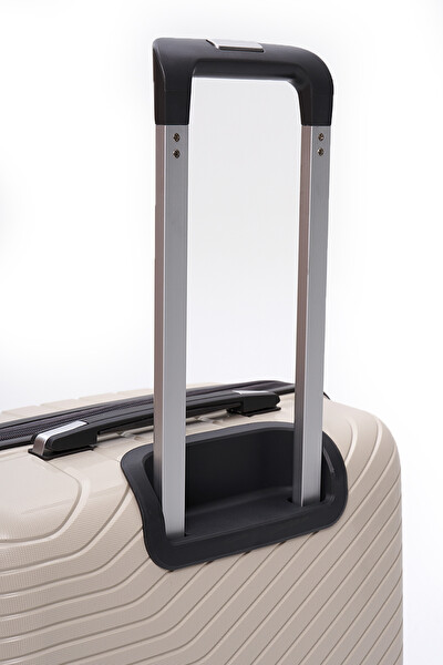 Elatae 5239 Exclusive Pro Polipropilen Kırılmaz Bej - Antrasit Büyük Boy Valiz