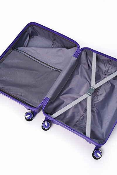 Elatae 5239 Exclusive Pro Polipropilen Kırılmaz Mor Büyük Boy Valiz