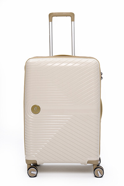 Elatae 5239 Exclusive Pro Polipropilen Kırılmaz Bej - Vizon Orta Boy Valiz