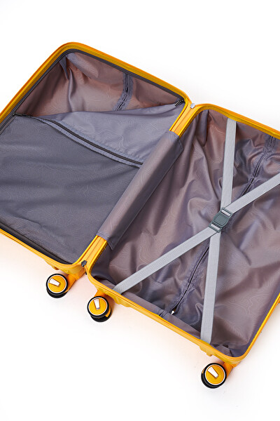 Elatae 5239 Exclusive Pro Polipropilen Kırılmaz Sarı Orta Boy Valiz