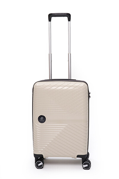 Elatae 5239 Exclusive Pro Polipropilen Kırılmaz Bej - Antrasit Kabin Boy Valiz