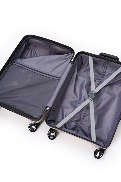 Elatae 5239 Exclusive Pro Polipropilen Kırılmaz Bej - Antrasit Kabin Boy Valiz