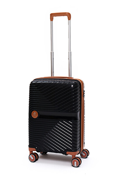 Elatae 5239 Exclusive Pro Polipropilen Kırılmaz Siyah - Camel Kabin Boy Valiz