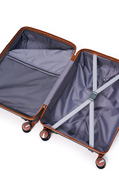 Elatae 5239 Exclusive Pro Polipropilen Kırılmaz Siyah - Camel Kabin Boy Valiz