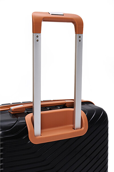 Elatae 5239 Exclusive Pro Polipropilen Kırılmaz Siyah - Camel Kabin Boy Valiz
