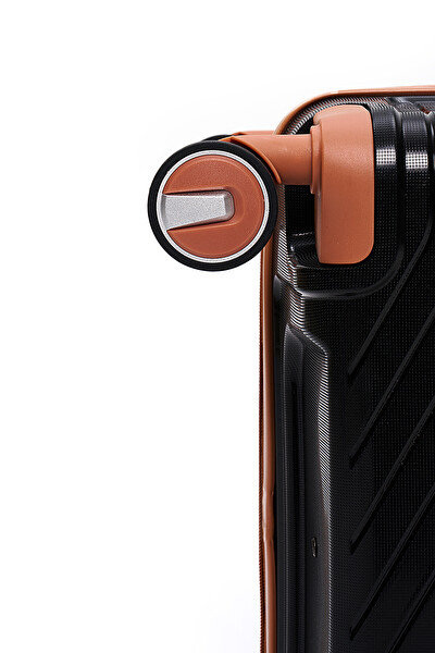 Elatae 5239 Exclusive Pro Polipropilen Kırılmaz Siyah - Camel Kabin Boy Valiz