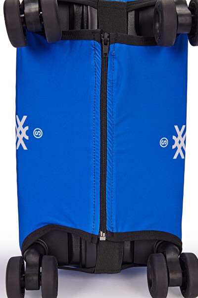 United Colors Of Benetton Likralı Sax Mavi Orta Boy Koruyucu Valiz Kılıfı