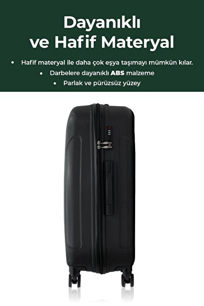 Cotpoly Home Petra Lüx Abs Büyük Boy ve Kabin Boy Antrasit 2'li Valiz Seti