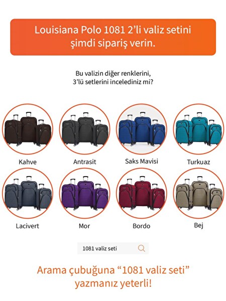 Louisiana Polo 1081 4 Teker Kumaş Siyah Büyük ve Orta Boy Valiz Seti