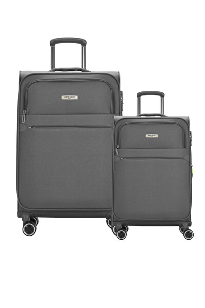 Pierre Cardin 04PC6000 Lüx Kumaş Antrasit Büyük ve Kabin Boy 2'li Valiz Seti