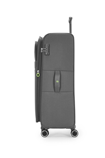 Pierre Cardin 04PC6000 Lüx Kumaş Antrasit Büyük ve Kabin Boy 2'li Valiz Seti