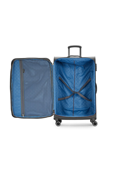 Pierre Cardin 04PC6000 Lüx Kumaş Antrasit Büyük ve Kabin Boy 2'li Valiz Seti