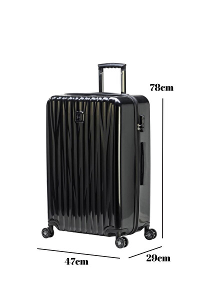 Louisiana Polo 1815 Polikarbon Parlak Siyah Büyük Boy Valiz