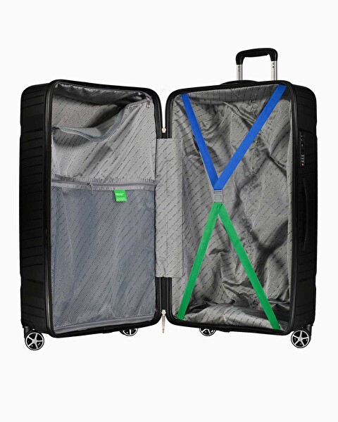 United Colors Of Benetton BNT3000 Polipropilen Siyah Büyük Boy Valiz