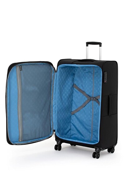 Pierre Cardin 04PC4200 Ultra Light Hafif Lüx Kumaş Siyah Büyük Boy Valiz