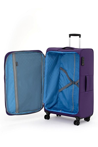 Pierre Cardin 04PC4200 Büyük ve Orta Boy Lüx Kumaş Mor 2'li Valiz Seti