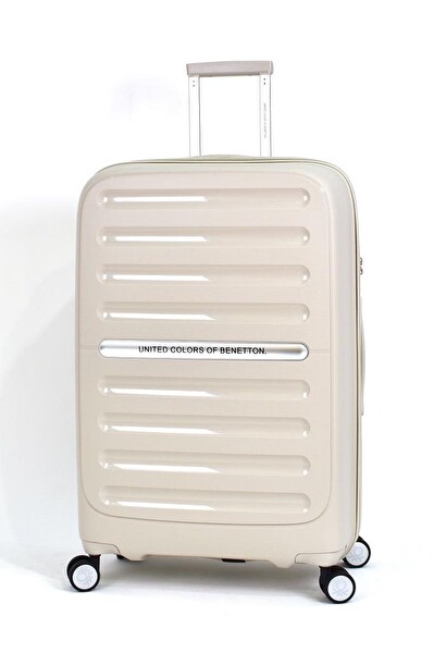United Colors Of Benetton BNT1000 Polipropilen Büyük Boy - Kabin Boy Bej 2'li Valiz Seti