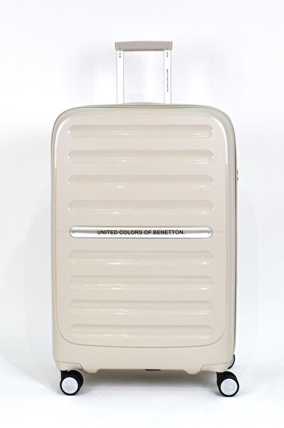 United Colors Of Benetton BNT1000 Polipropilen Büyük Boy - Kabin Boy Bej 2'li Valiz Seti
