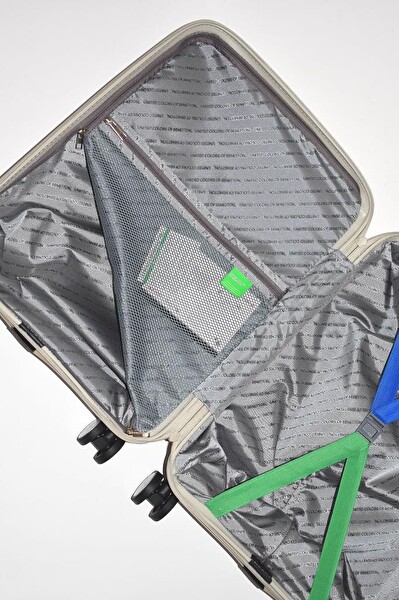 United Colors Of Benetton BNT1000 Polipropilen Büyük Boy - Kabin Boy Bej 2'li Valiz Seti