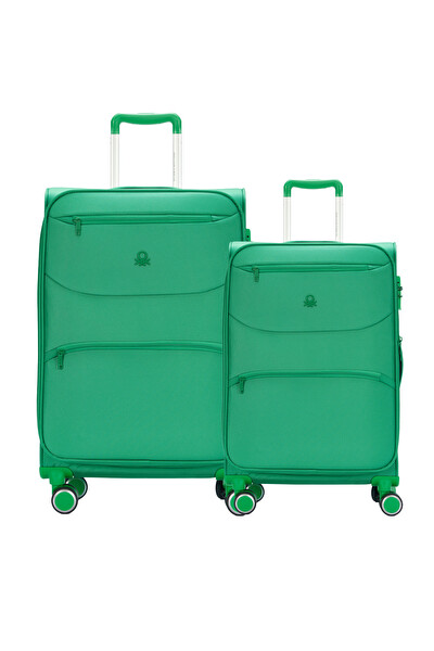 United Colors Of Benetton BNT2400 Orta ve Kabin Boy Yeşil 2'li Valiz Seti