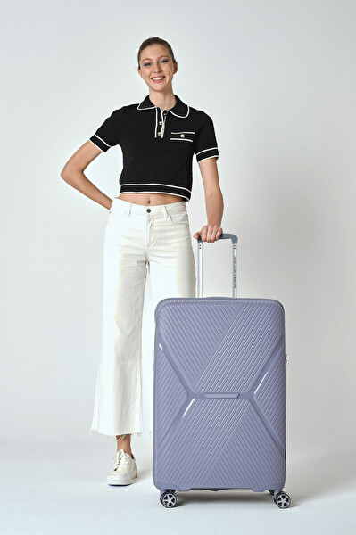 United Colors Of Benetton BNT3000 Polipropilen Gri Büyük Boy Valiz