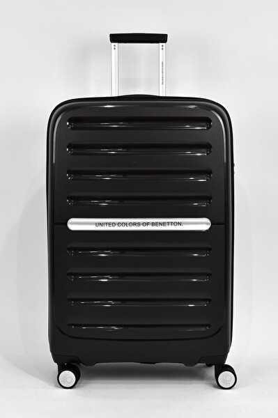 United Colors Of Benetton BNT1000 Polipropilen Büyük Boy - Kabin Boy Siyah 2'li Valiz Seti