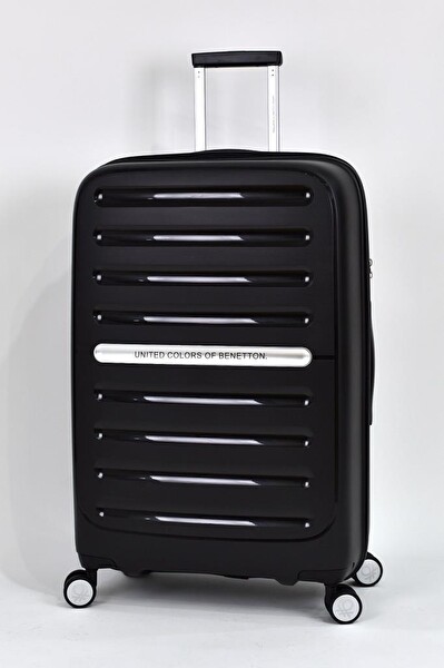 United Colors Of Benetton BNT1000 Polipropilen Büyük Boy - Kabin Boy Siyah 2'li Valiz Seti