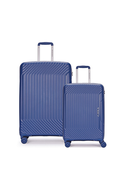 United Colors Of Benetton 14BNT8001 2'li Set Büyük Ve Kabin Boy Polipropilen Valiz Koyu Mavi