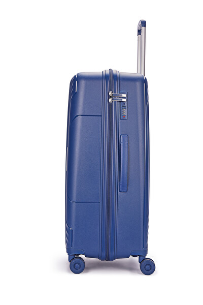 United Colors Of Benetton 14BNT8001 2'li Set Büyük Ve Kabin Boy Polipropilen Valiz Koyu Mavi