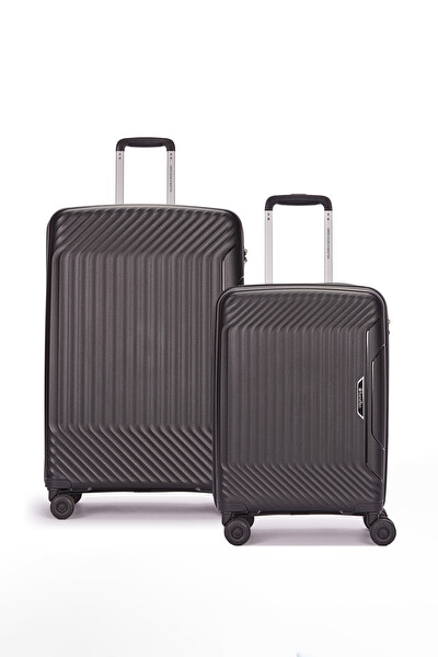 United Colors Of Benetton 14BNT8001 2'li Set Büyük Ve Kabin Boy Polipropilen Valiz Siyah