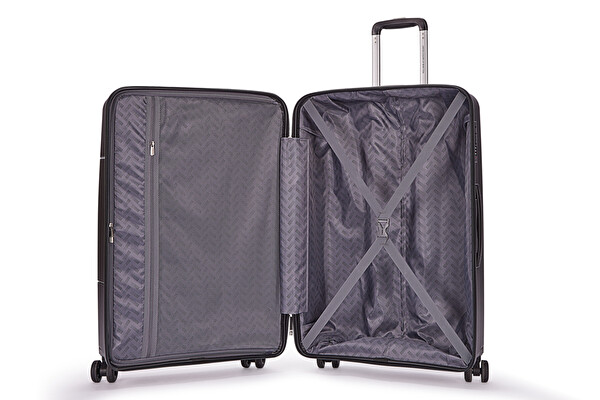 United Colors Of Benetton 14BNT8001 2'li Set Büyük Ve Kabin Boy Polipropilen Valiz Siyah