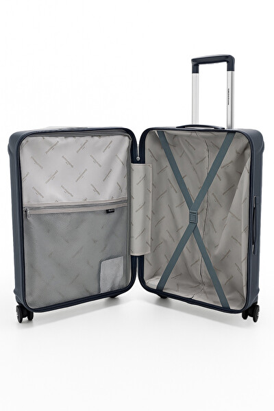 Pierre Cardin %100 Polipropilen Büyük Ve Kabin Boy 2'li Valiz Seti Lacivert 04PC7090