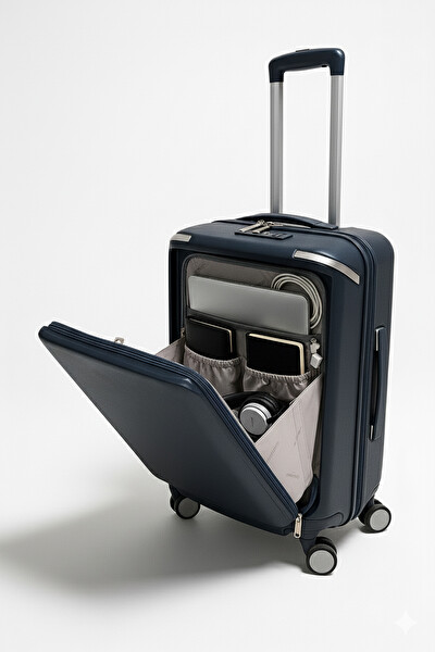 Pierre Cardin %100 Polipropilen 3'lü Valiz Seti Lacivert 04PC7090