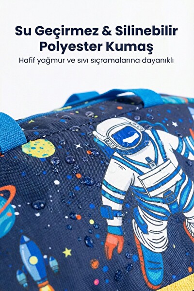 4Berry Uzay Desenli Su Geçirmez Omuz & El Taşıma Çocuk Spor ve Seyahat Çantası 14 L