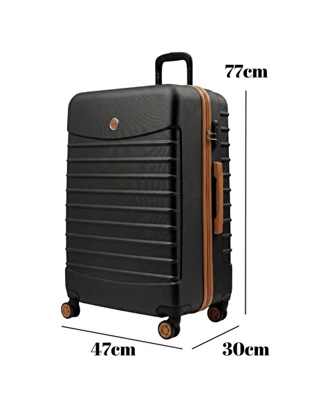 Louisiana Polo Büyük Boy Valiz 4x2 Teker Siyah - Taba 1168